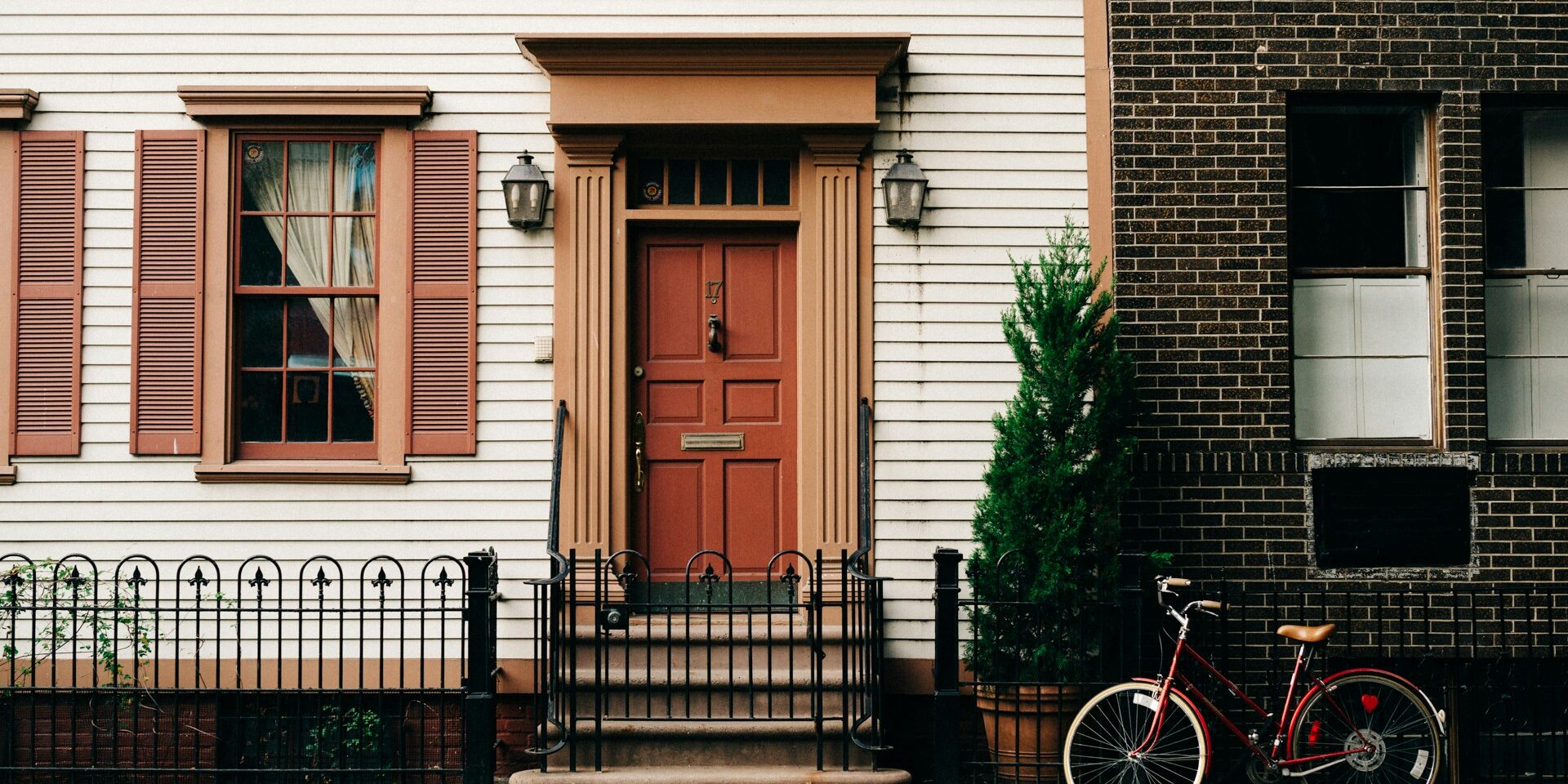 Close up of row house.